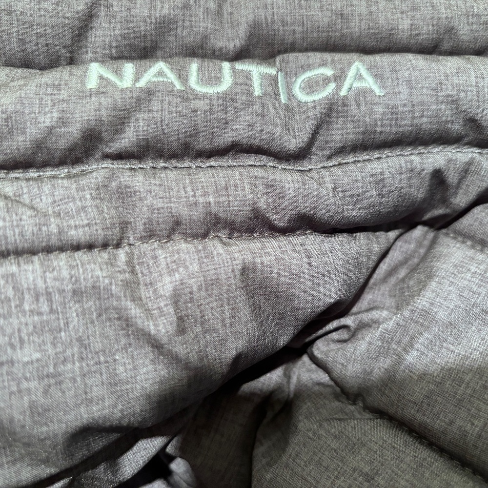 New Men's Nautica Reversible Gray Navy Blue Ski Puffer Winter Coat Jacket XL - Picture 9 of 9